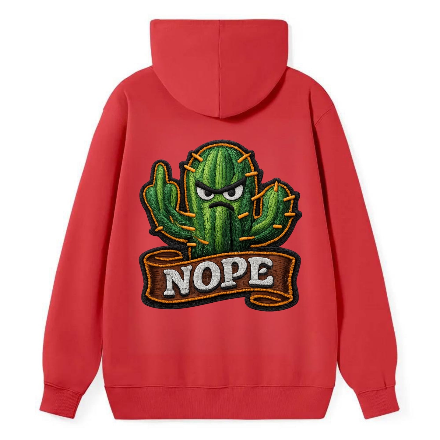 NOPE CACTUS - cactus with attitude in green , prickly personality - Classic Pullover Hoodie - Red