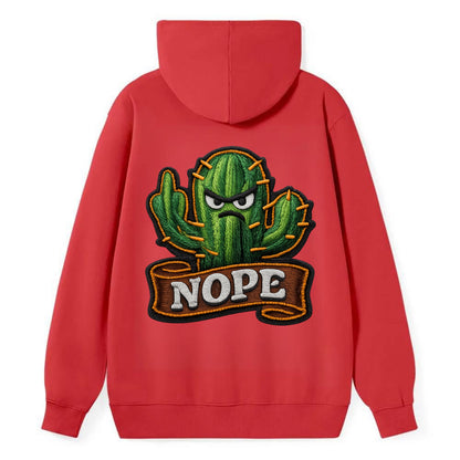 NOPE CACTUS - cactus with attitude in green , prickly personality - Classic Pullover Hoodie - Red