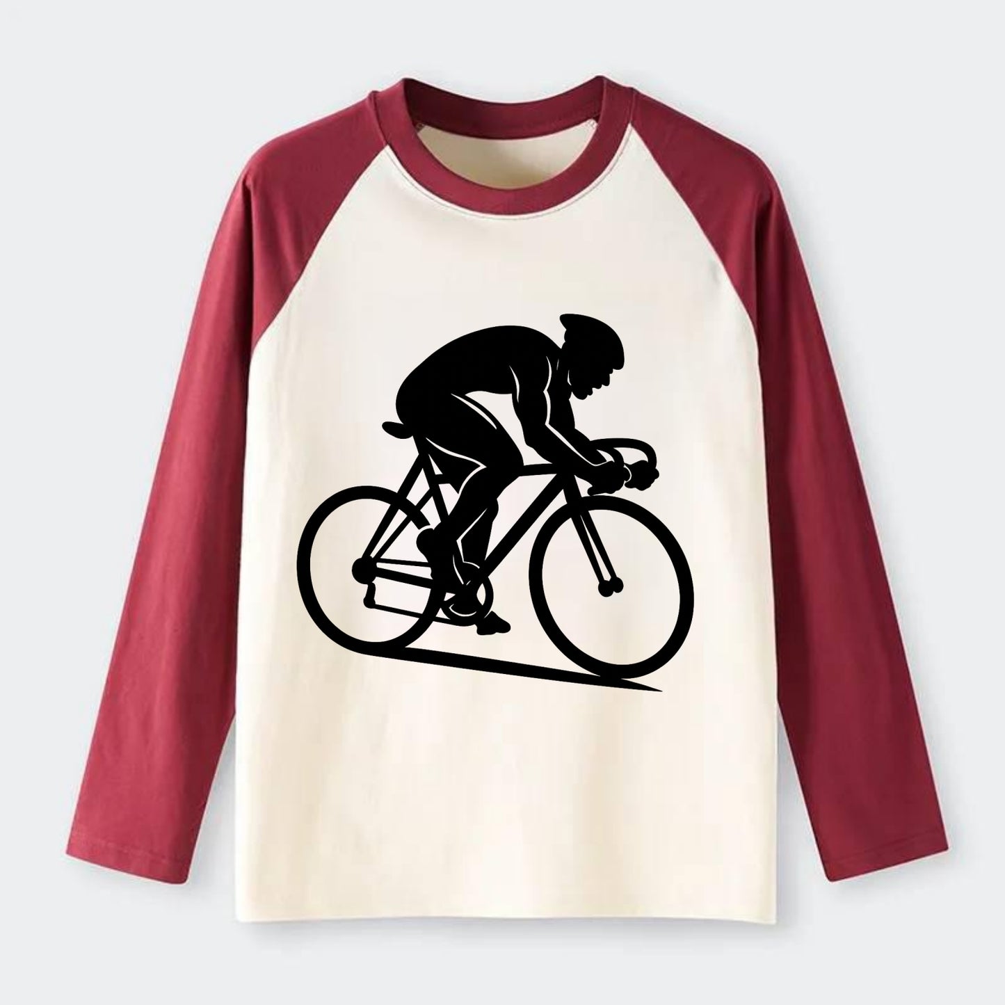 Sprint cyclist racing stance - Raglan Long Sleeve T-Shirt - Red