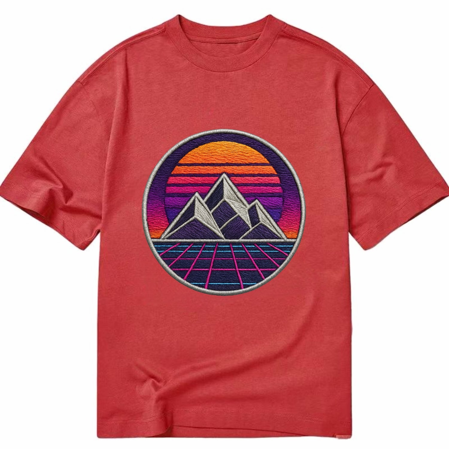 Retrowave Mountains - Classic T-shirt - Red