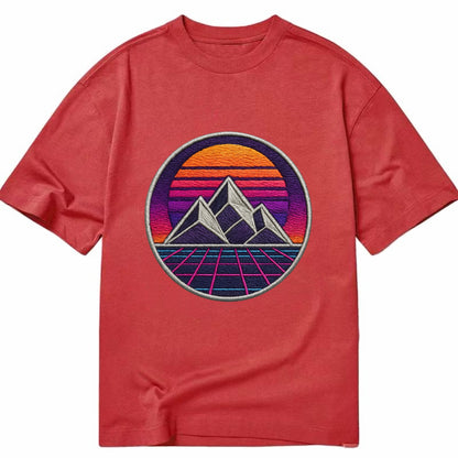 Retrowave Mountains - Classic T-shirt - Red