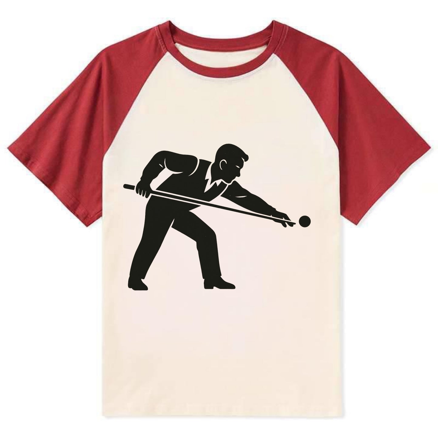 Pool player lining up shot - Contrast Raglan T-shirt - Red