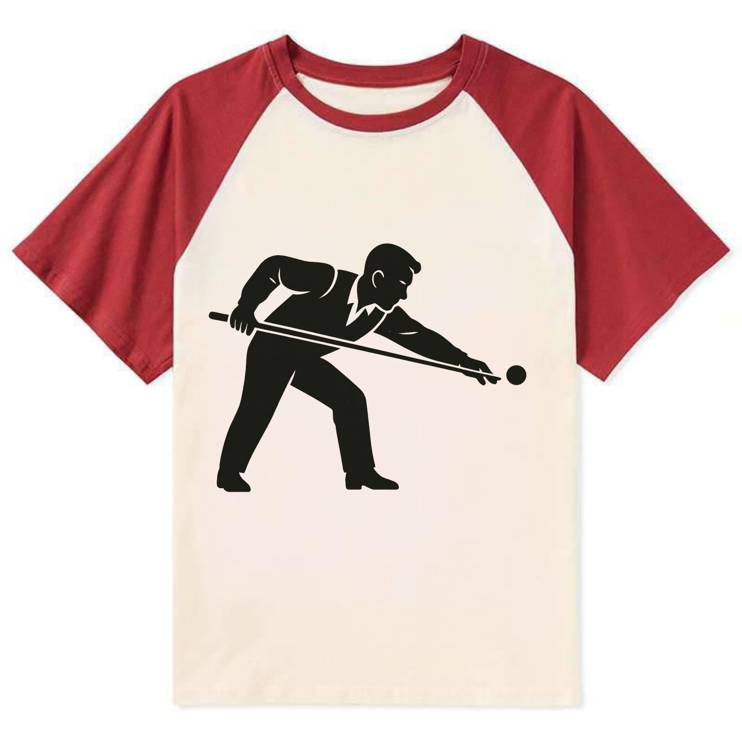 Pool player lining up shot - Contrast Raglan T-shirt - Red