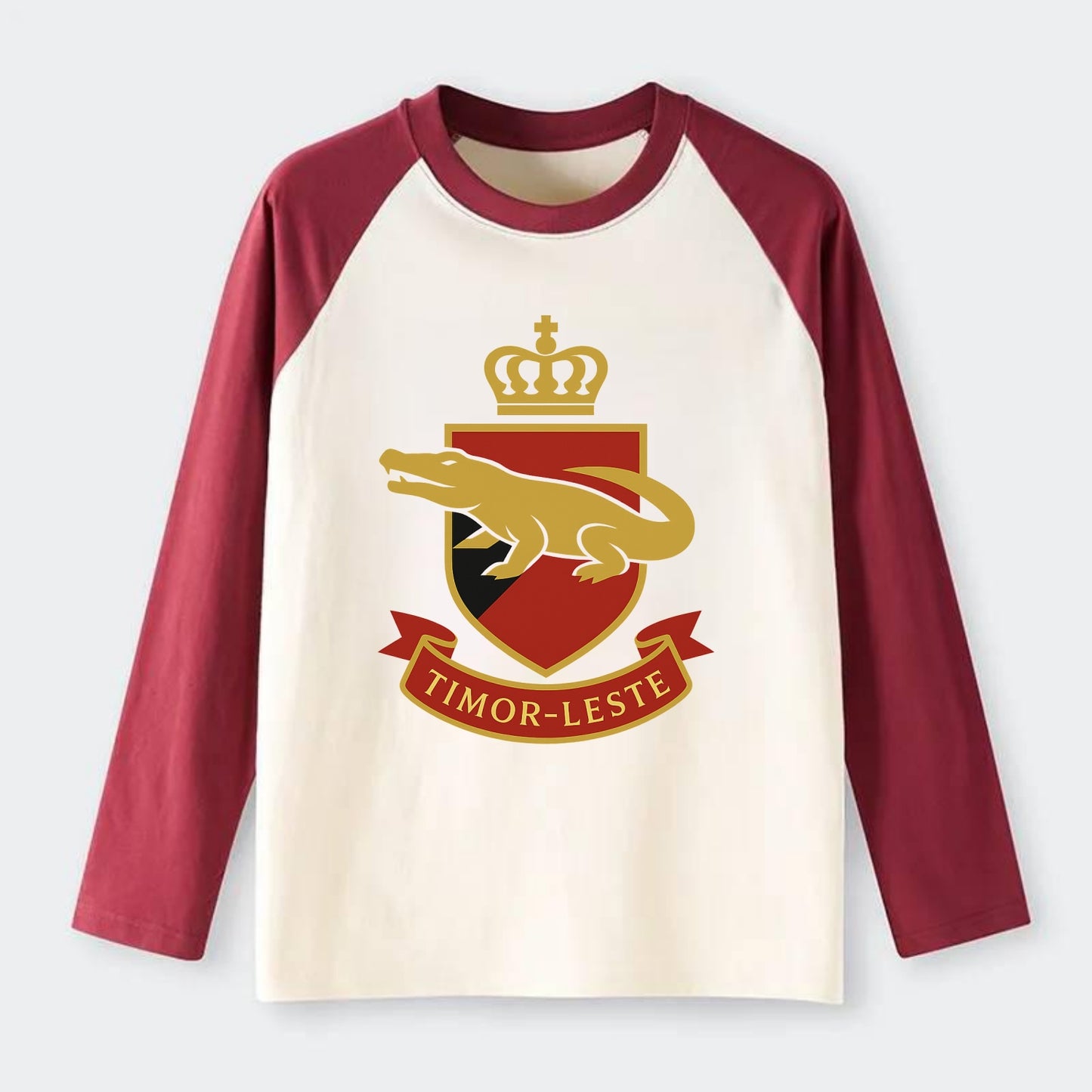 Timor-Leste Royal Logo  - Raglan Long Sleeve T-Shirt - Red