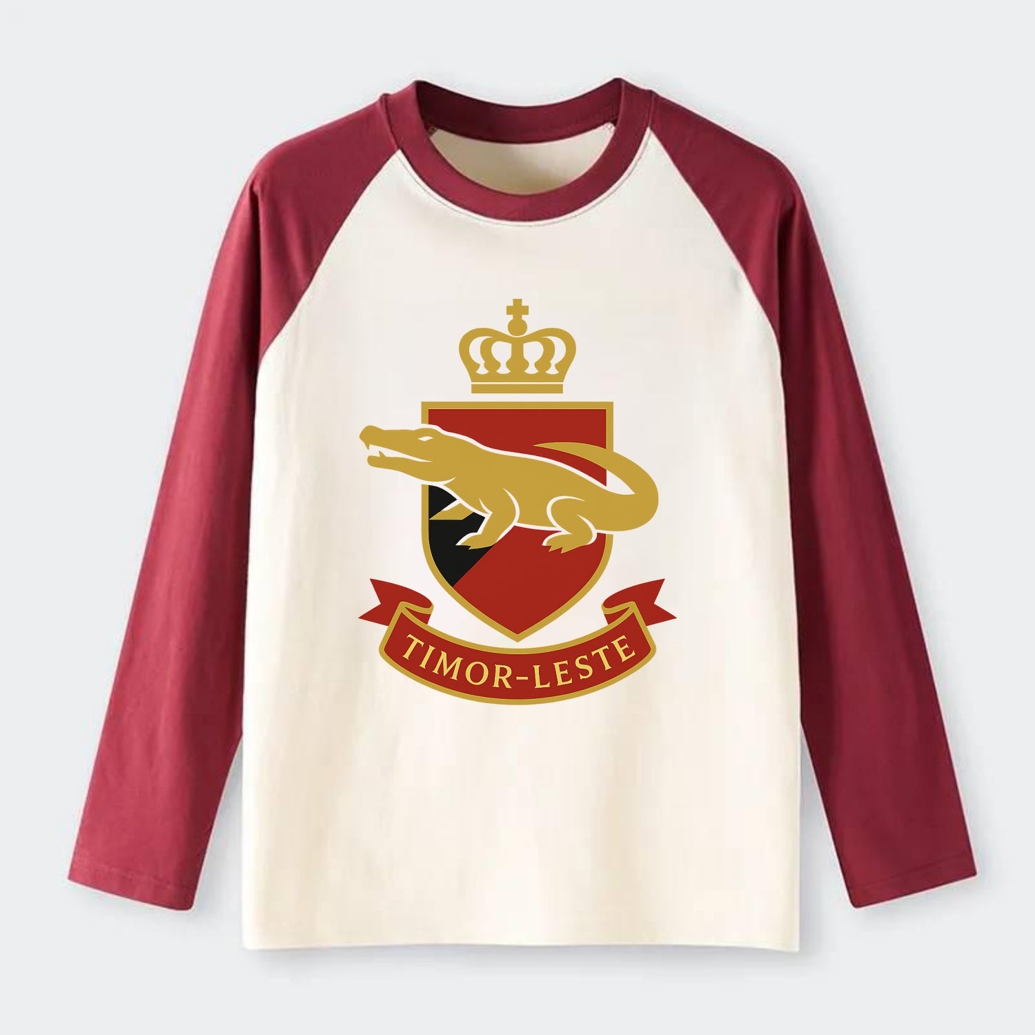 Timor-Leste Royal Logo  - Raglan Long Sleeve T-Shirt - Red