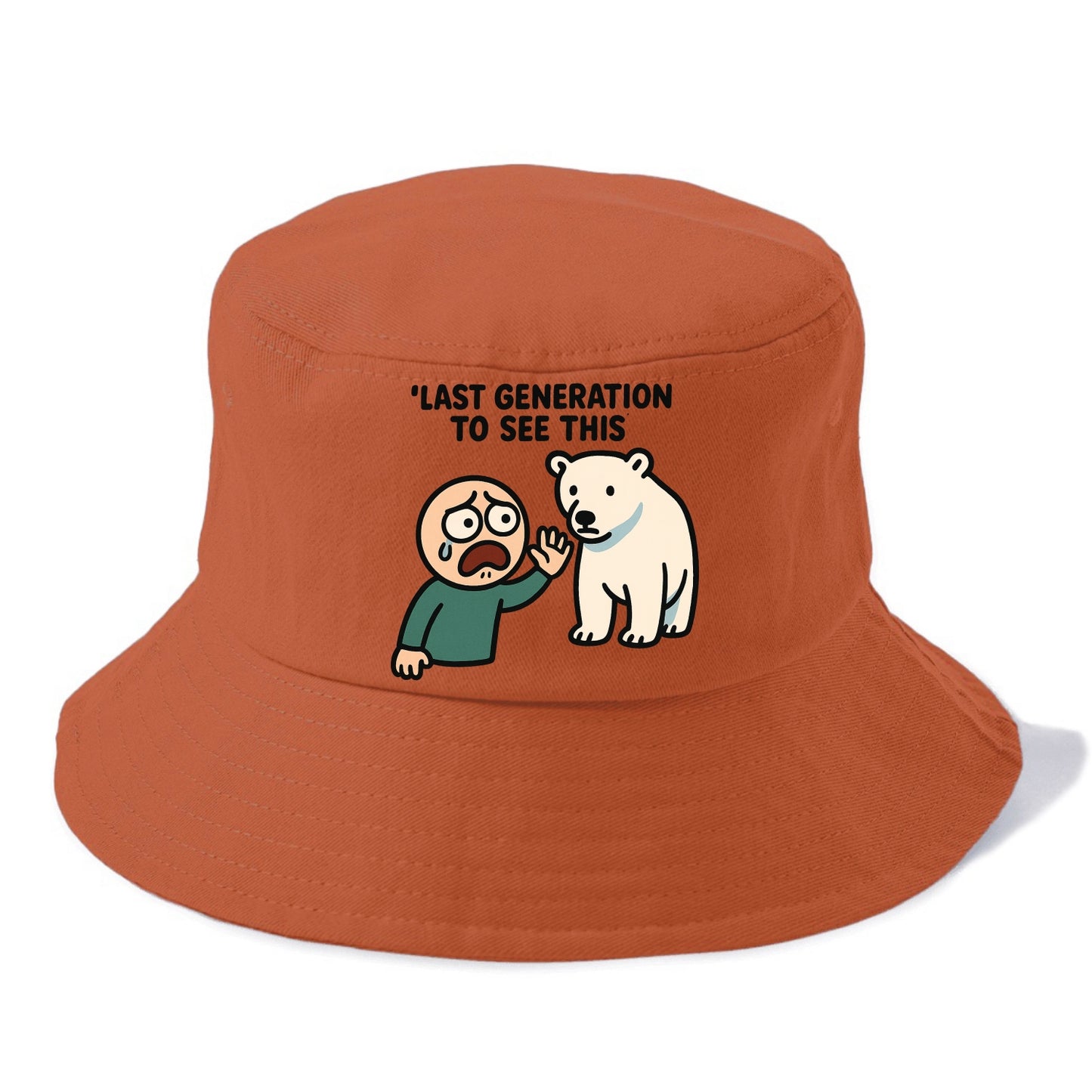 Person waving goodbye to polar bear - "Last generation to see this" - extinction grief - Bucket Hat - Red