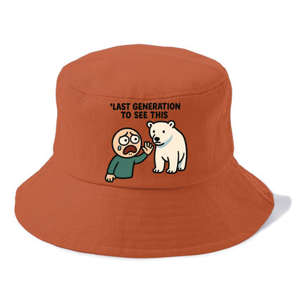 Person waving goodbye to polar bear - "Last generation to see this" - extinction grief - Bucket Hat - Red