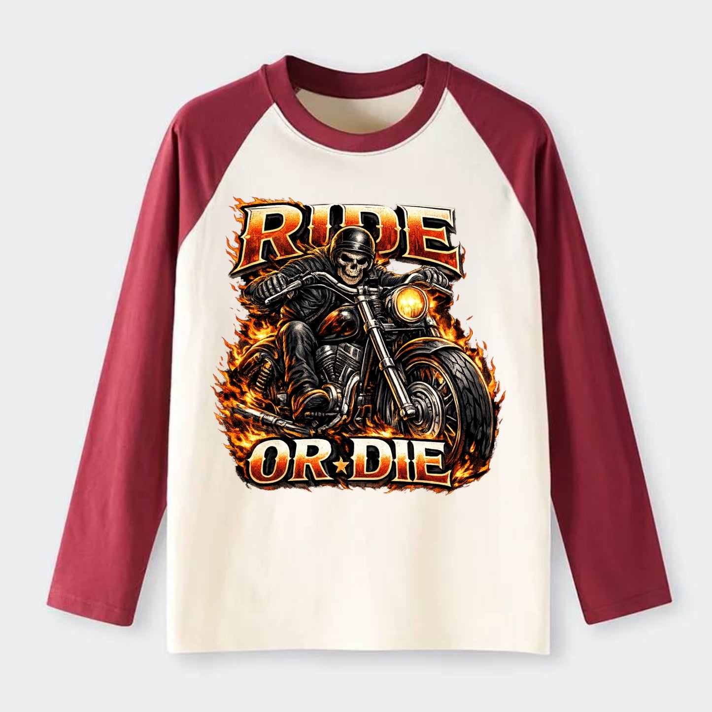 Ride Or Die - Raglan Long Sleeve T-Shirt - Red