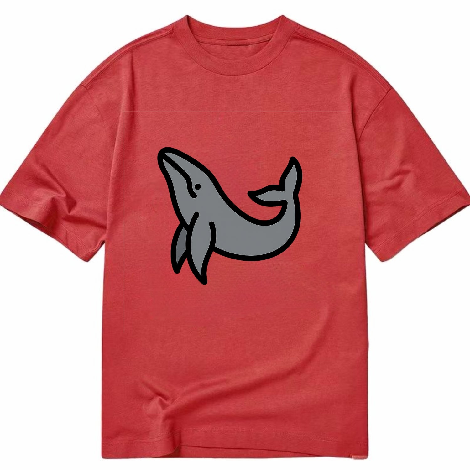 Humpback Whale - Gray breaching pose flat side profile - Classic T-shirt - Red
