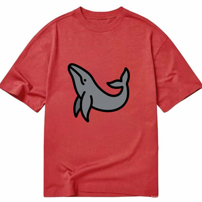 Humpback Whale - Gray breaching pose flat side profile - Classic T-shirt - Red
