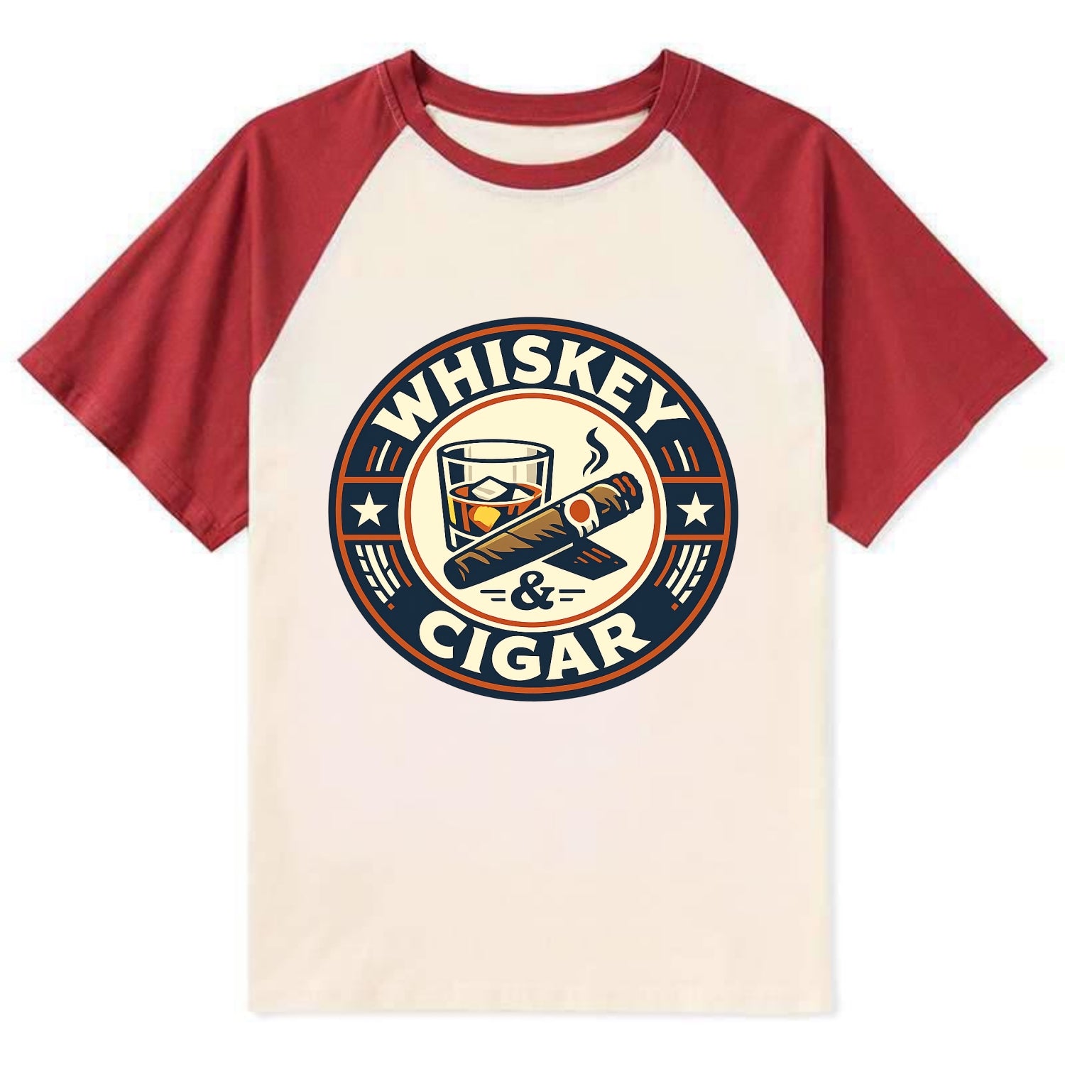 Sophisticated Spirits Emblem - Contrast Raglan T-shirt - Red
