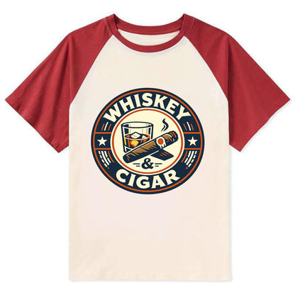 Sophisticated Spirits Emblem - Contrast Raglan T-shirt - Red