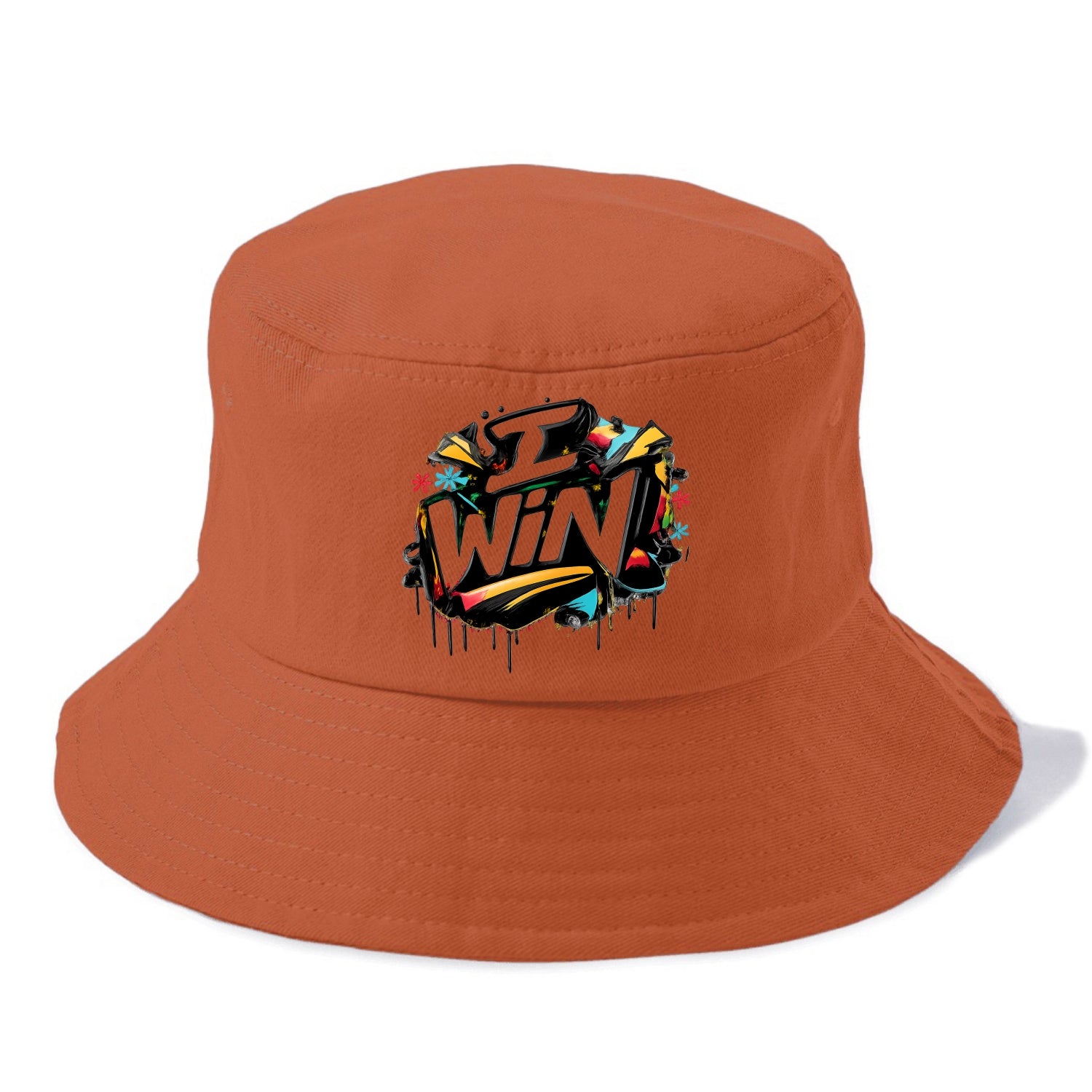 Bold typography design - "I WIN" - victory mindset, winning - Bucket Hat - Red