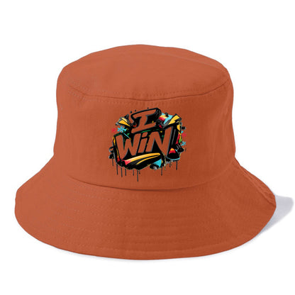 Bold typography design - "I WIN" - victory mindset, winning - Bucket Hat - Red