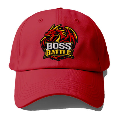 BOSS BATTLE - dragon silhouette in red and gold , raid - Baseball Cap - Red