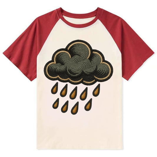 Rain Cloud  - Contrast Raglan T-shirt - Red