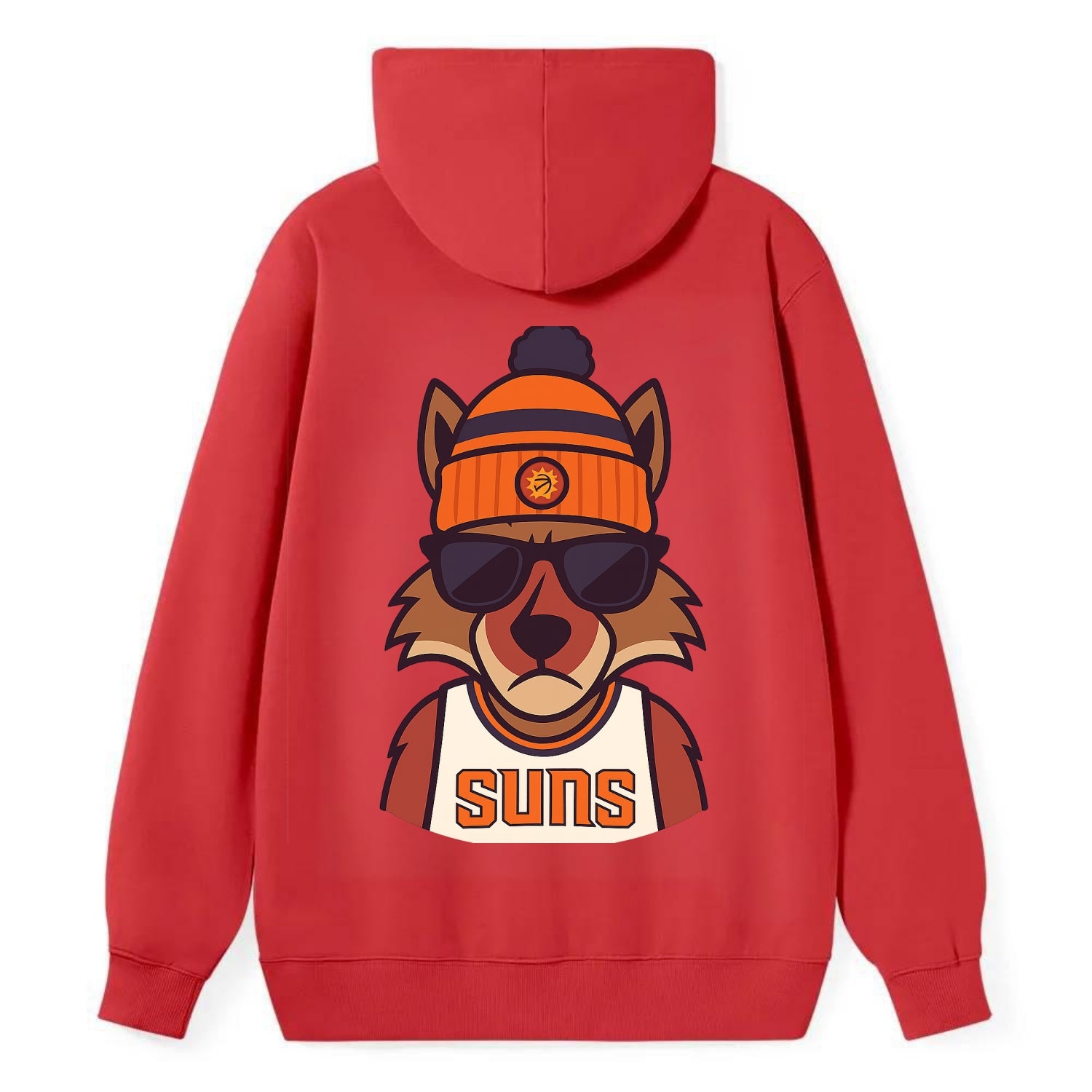 Arizona Coyote wearing Suns beanie with desert sun patch and wayfarer - Classic Pullover Hoodie - Red