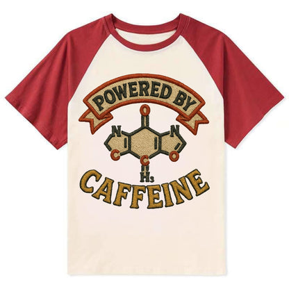 Powered By Caffeine  - Contrast Raglan T-shirt - Red