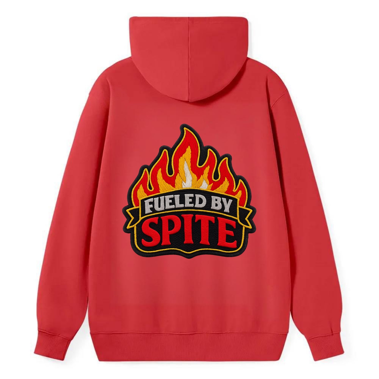 FUELED BY SPITE - fire with text in black and red , petty motivation - Classic Pullover Hoodie - Red