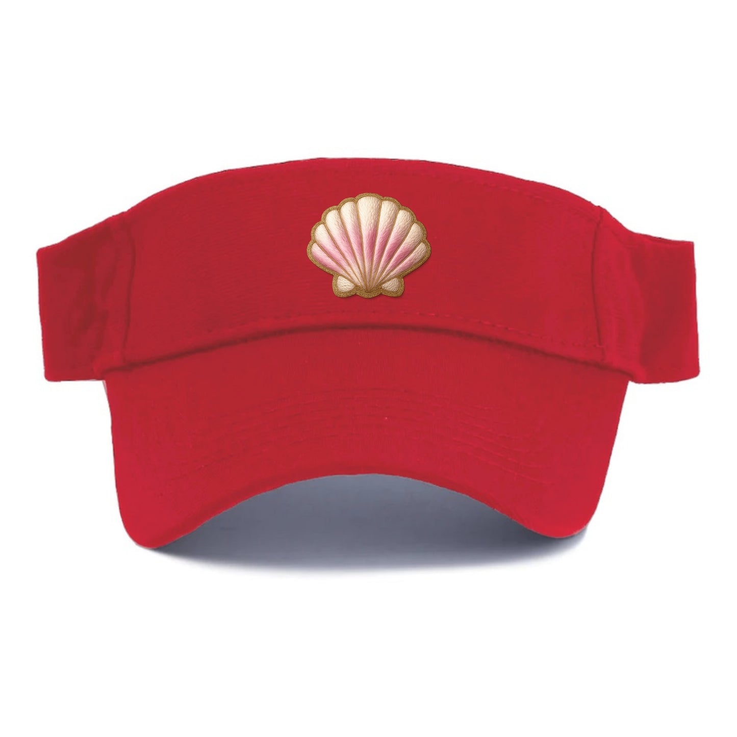 SEASHELL SCALLOP - scallop shell in cream and pink , beach - Visor - Red