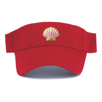 SEASHELL SCALLOP - scallop shell in cream and pink , beach - Visor - Red
