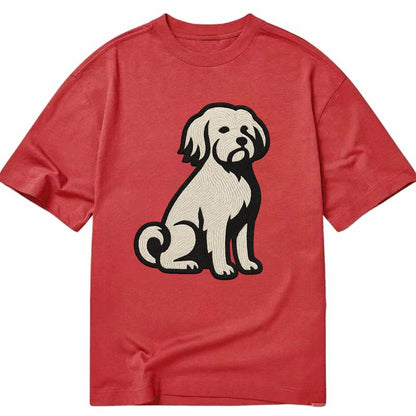Löwchen - Little Lion Dog white embroide - Classic T-shirt - Red
