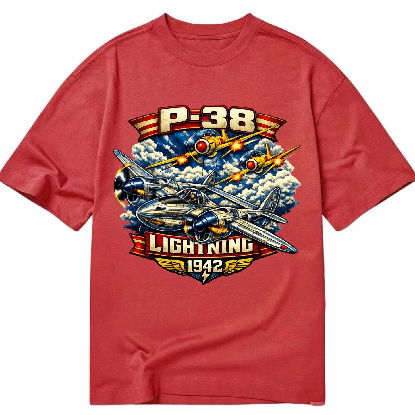 P 38 Lightning - Classic T-shirt - Red