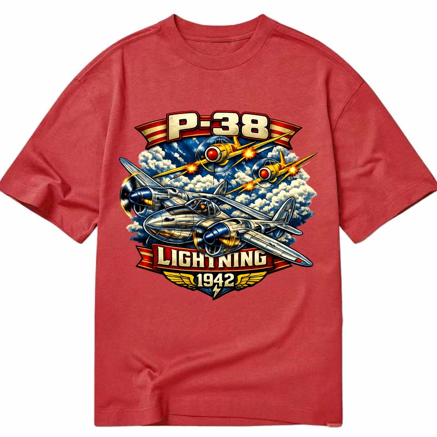 P 38 Lightning - Classic T-shirt - Red