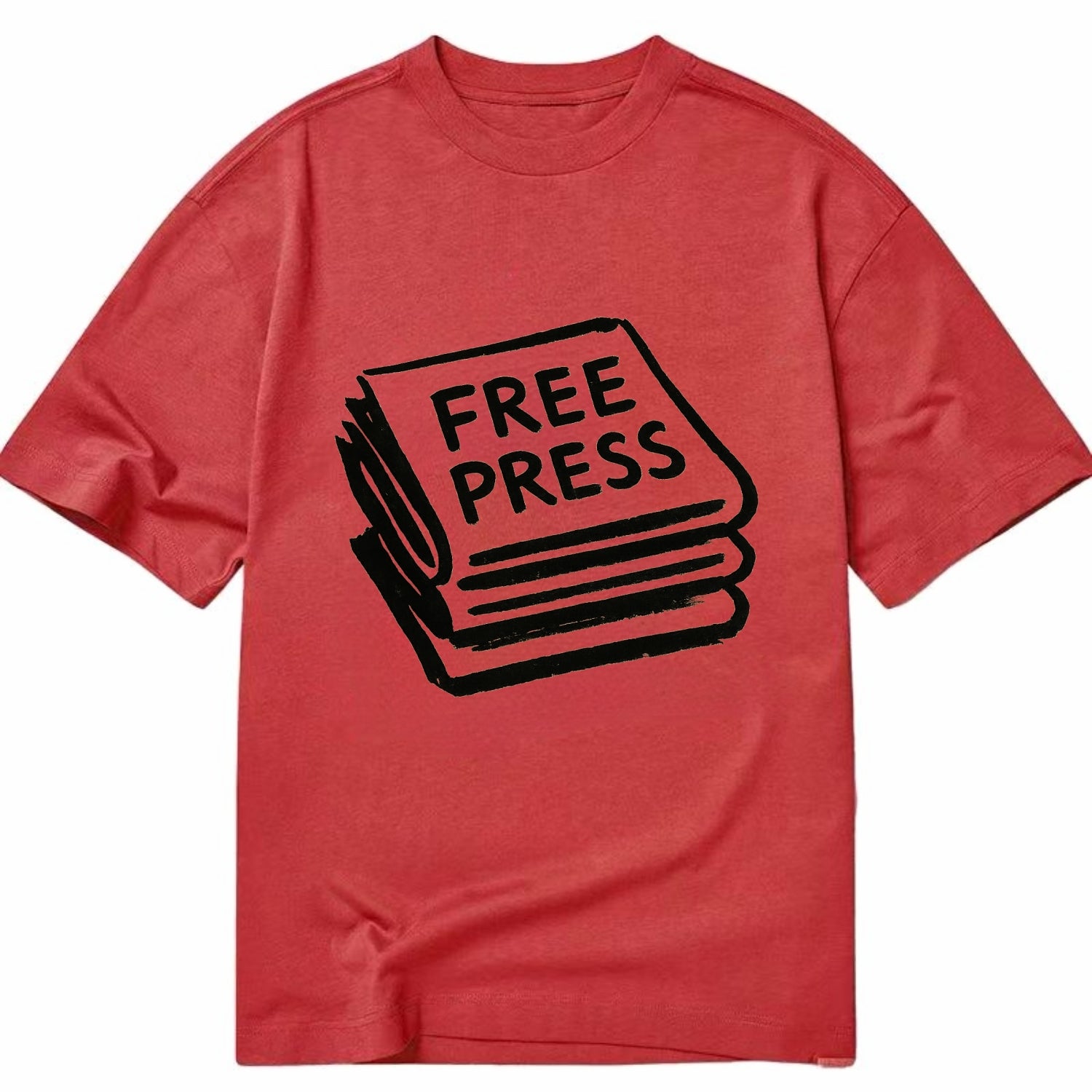 Stack of newspapers - free press bold ink brushstrokes - Classic T-shirt - Red