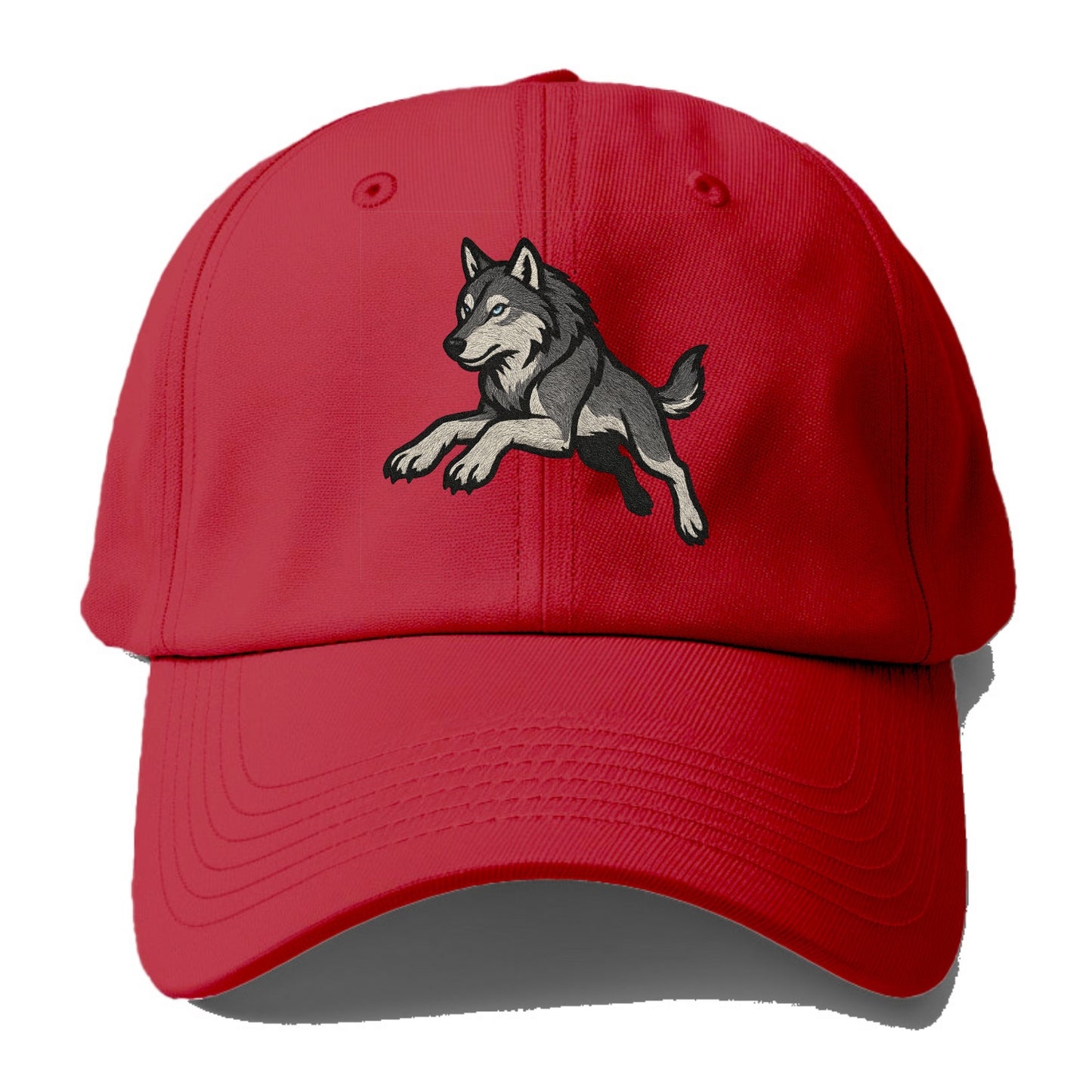 Wolf Leaping Action  - Baseball Cap - Red
