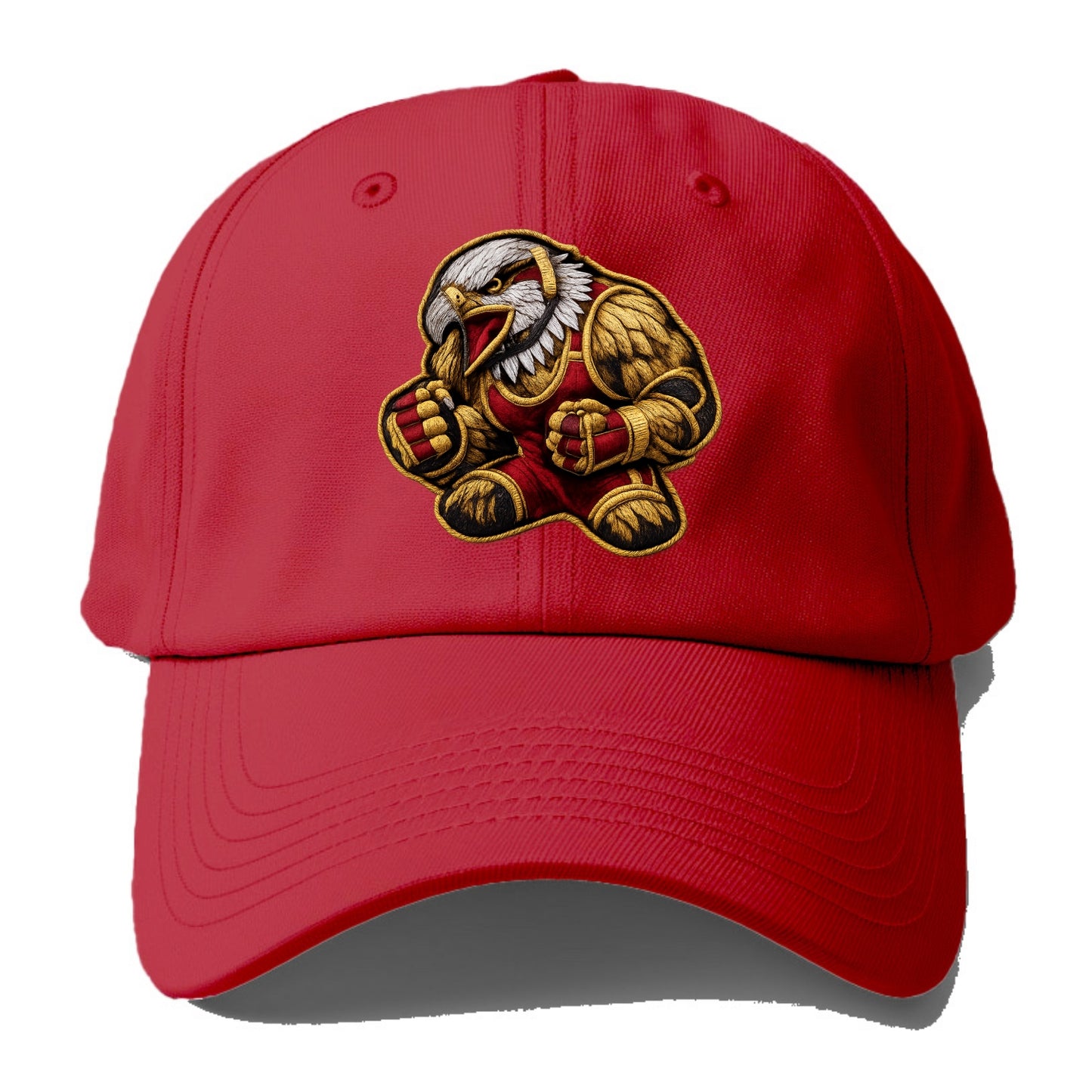 Embroidered patch design - WRESTLING EAGLE - fierce eagle with wrestling singlet in - Baseball Cap - Red