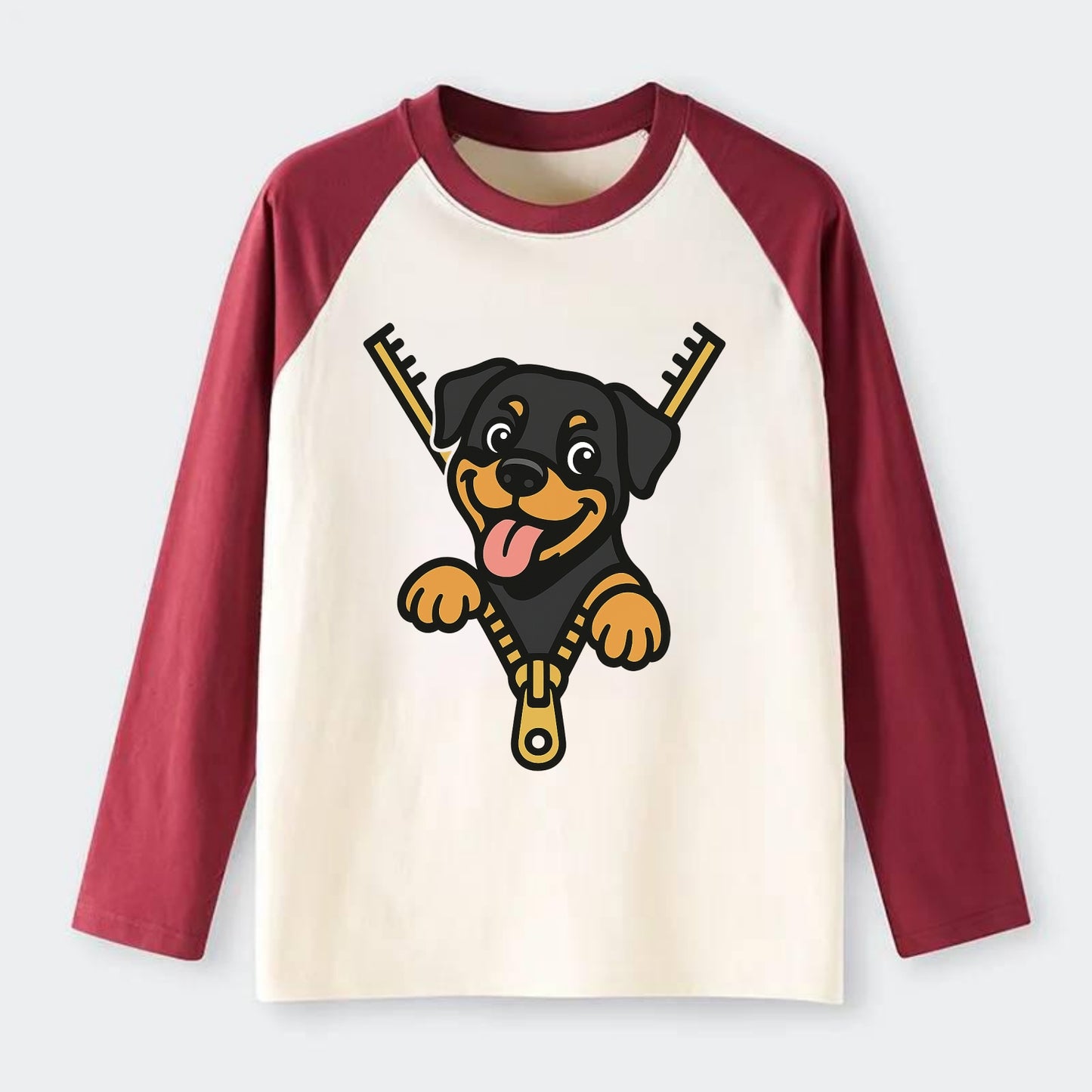Rottweiler - Raglan Long Sleeve T-Shirt - Red