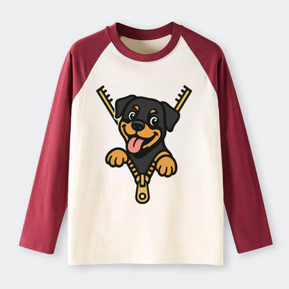 Rottweiler - Raglan Long Sleeve T-Shirt - Red