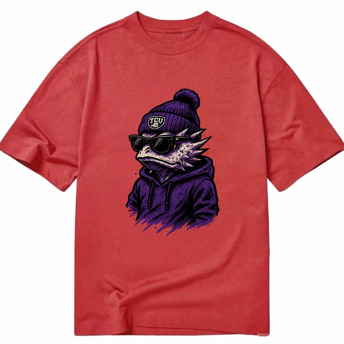 Fort Worth Horned Frog wearing TCU beanie with frog patch - Classic T-shirt - Red