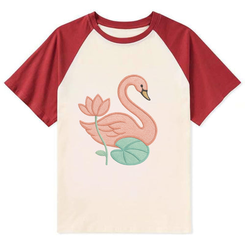 Coral Swan - Contrast Raglan T-shirt