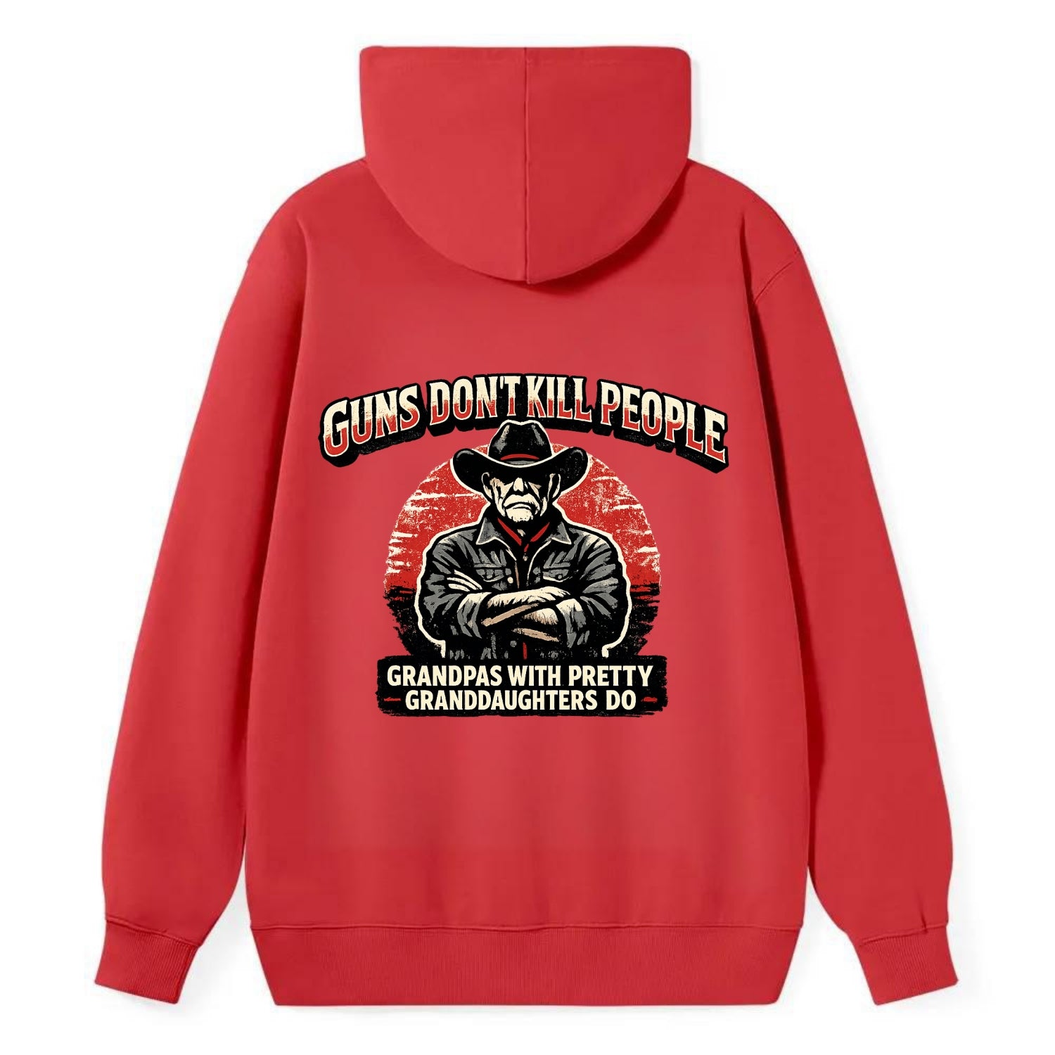Grandpas Pretty Granddaughters - Cowboy - Classic Pullover Hoodie - Red