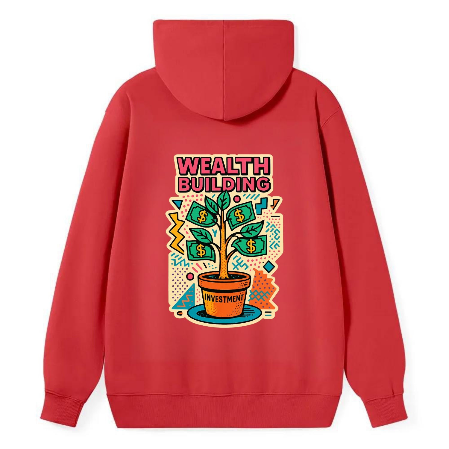 Money tree growing from investment pot - financial independence journey, - Classic Pullover Hoodie - Red