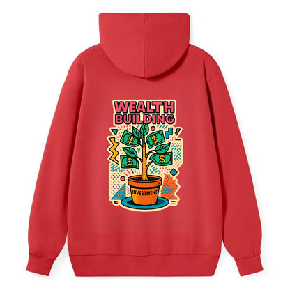 Money tree growing from investment pot - financial independence journey, - Classic Pullover Hoodie - Red