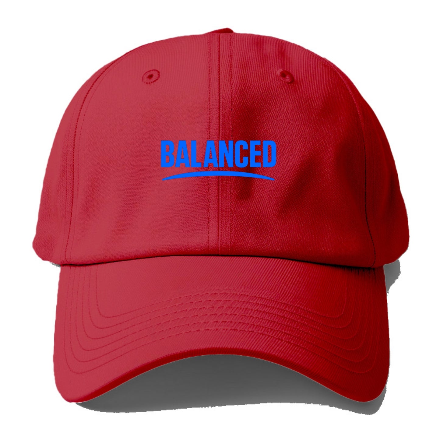 Bold typography design - "BALANCED" - harmony, equilibrium, centered life - Baseball Cap - Red