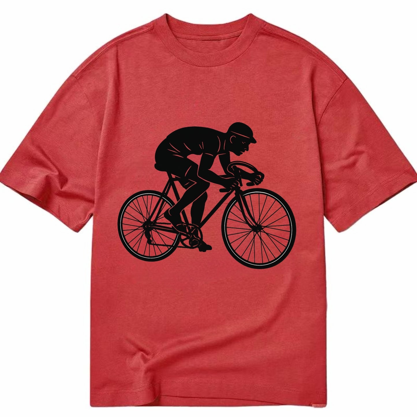 Cyclist sprinting in racing position - Classic T-shirt - Red