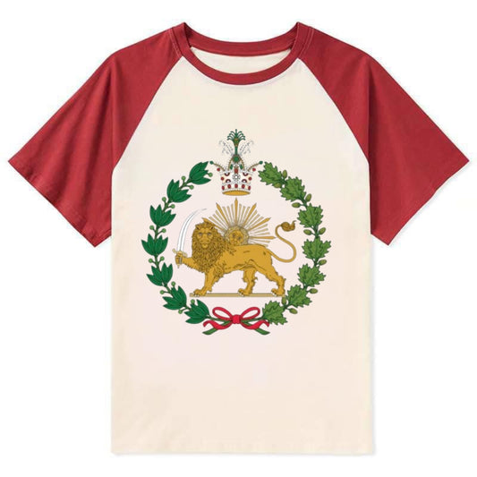 Iran Lion - Contrast Raglan T-shirt - Red