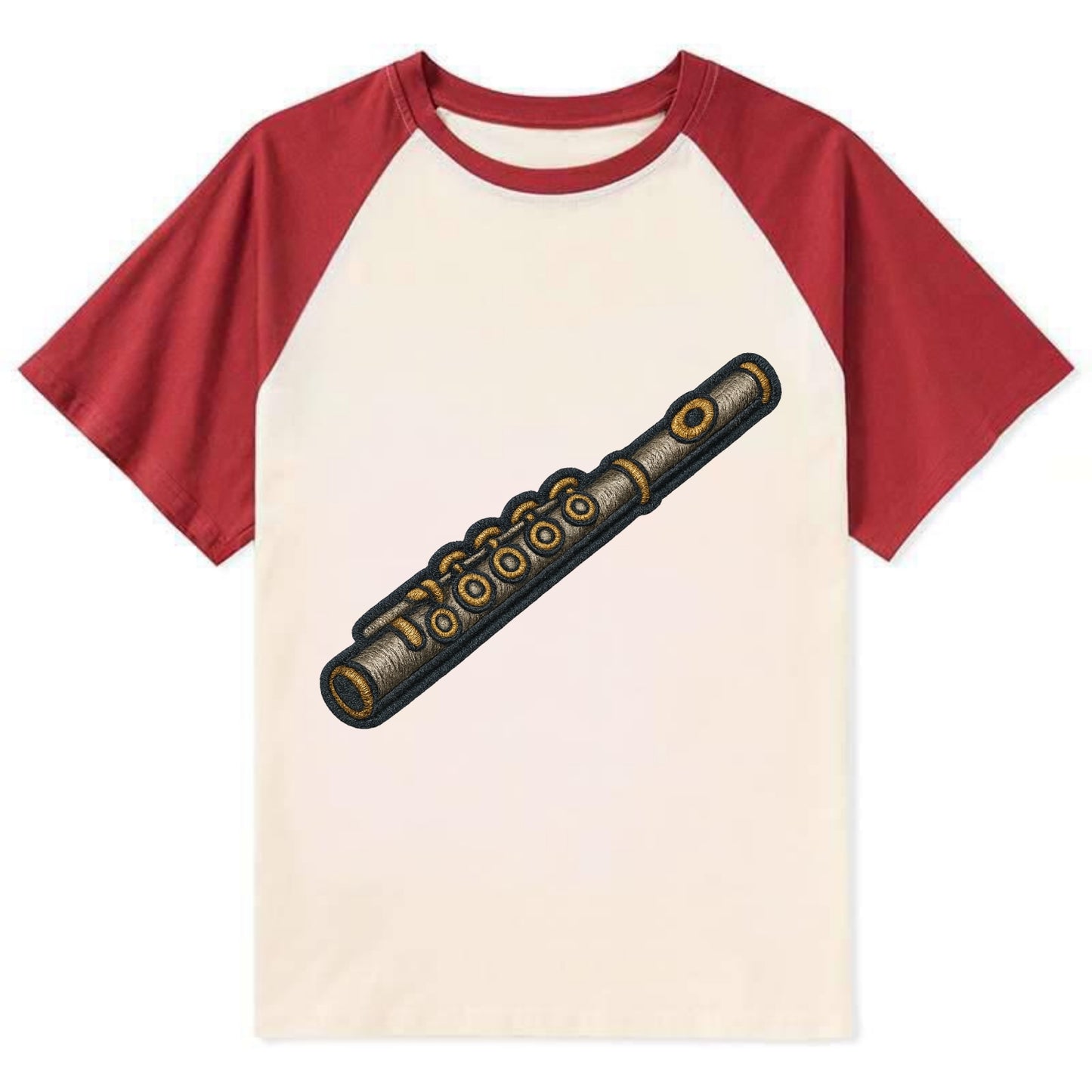 Flute  - Contrast Raglan T-shirt - Red