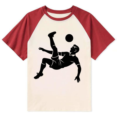 Soccer player doing a bicycle kick - Contrast Raglan T-shirt