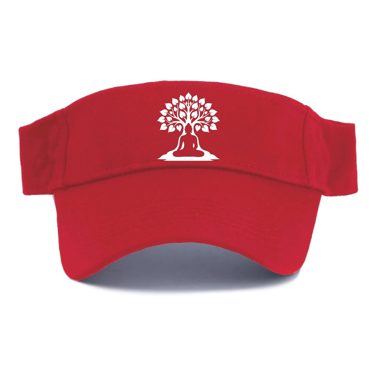 Buddha silhouette meditating - negative space forms bodhi tree - Visor - Red