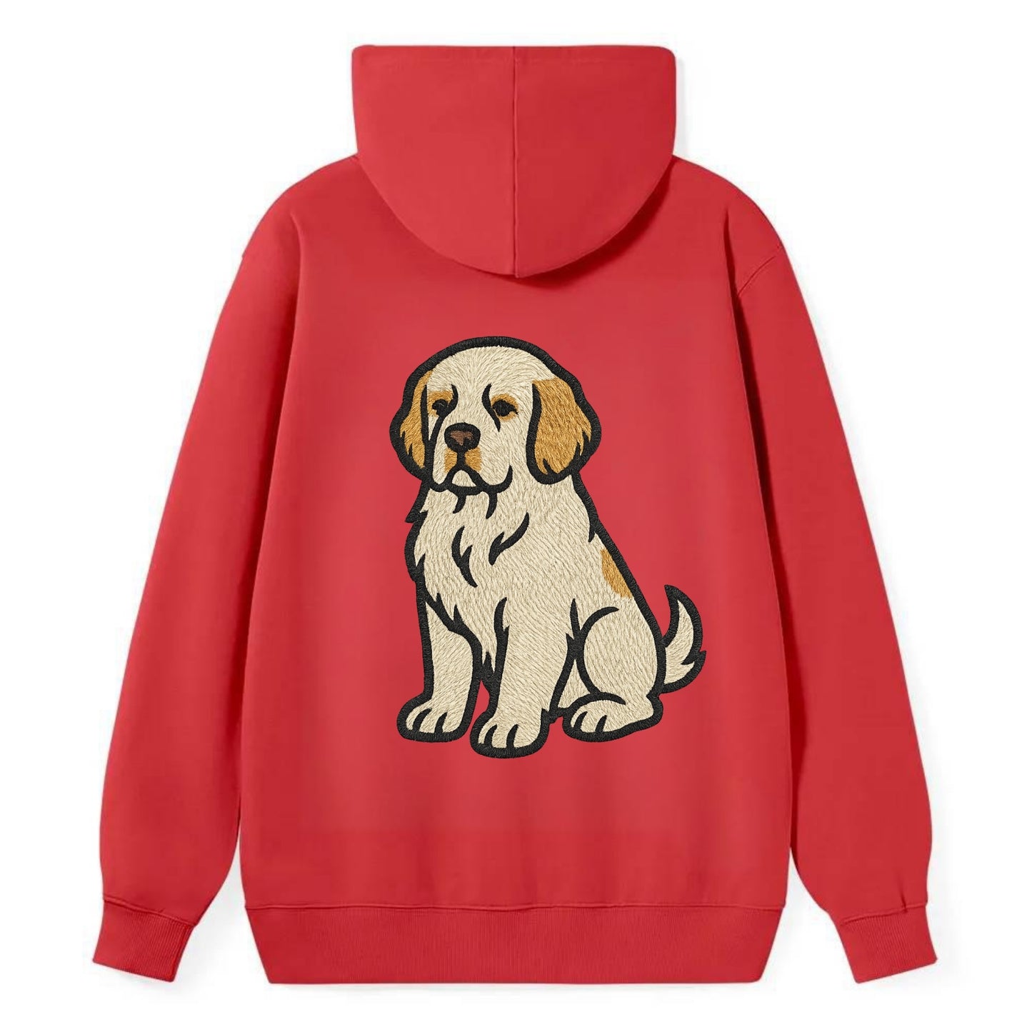 Clumber Spaniel - White with lemon markings embroidered pose - Classic Pullover Hoodie - Red
