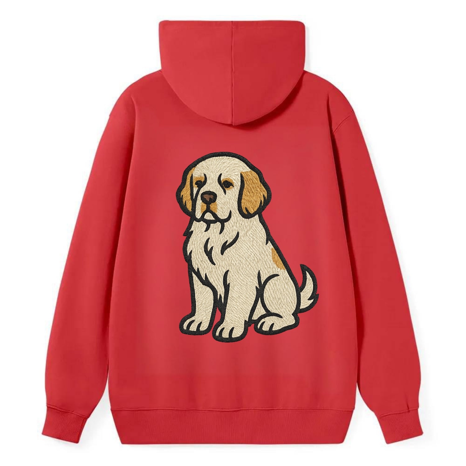 Clumber Spaniel - White with lemon markings embroidered pose - Classic Pullover Hoodie - Red