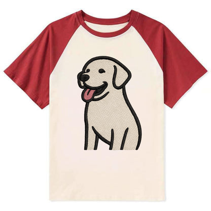Labrador - Happy panting expression - Co Contrast Raglan T-shirt - Red