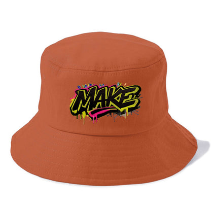 Bold typography design - "MAKE" - creating, producing, doing - Bucket Hat - Red
