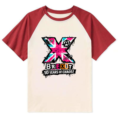 X YEARS | Roman numeral X massive | Union Jack fill pattern | Bold - Contrast Raglan T-shirt