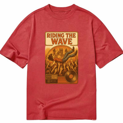 Crowd surfing at packed concert - "Riding the Wave" - concert energy - Classic T-shirt - Red